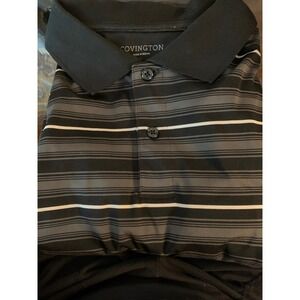 Covington Polo Shirt Men's Large Short Sleeve Black/ Gray/ White Made in Egypt